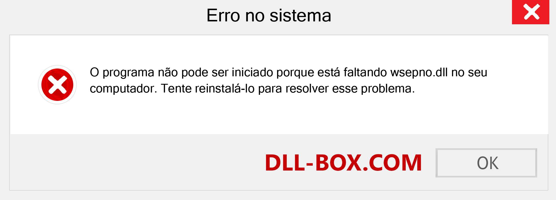 Arquivo wsepno.dll ausente ?. Download para Windows 7, 8, 10 - Correção de erro ausente wsepno dll no Windows, fotos, imagens